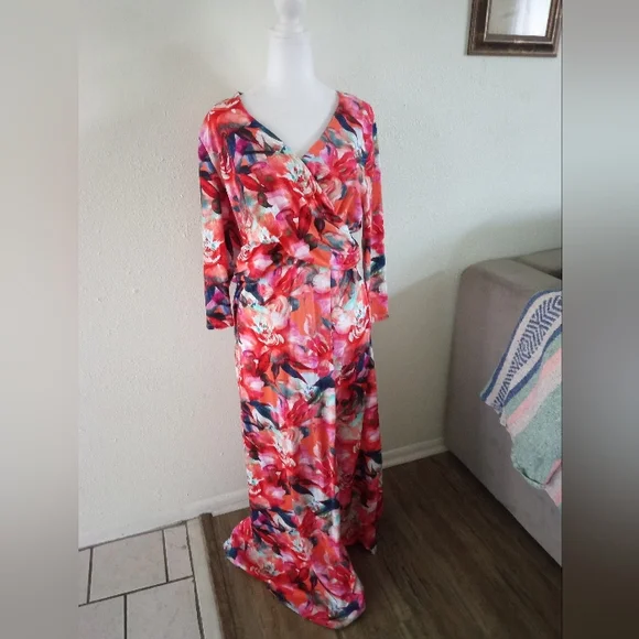 Soft Surroundings Le Jardin Faux Wrap Maxi Dress | L - Picture 2 of 8